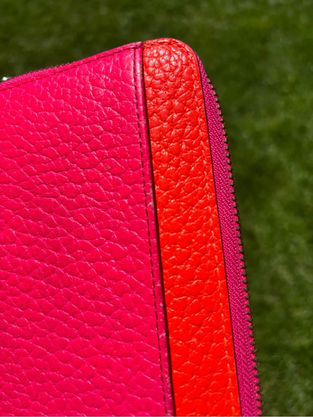 kate spade Colorblock Orange & Pink Pebble Leather Wallet